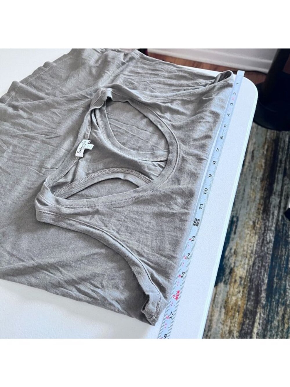 Splendid Women Sz M Olive Green Racerback Tank Top Athleisure Beachy Minimalist - Picture 6 of 9